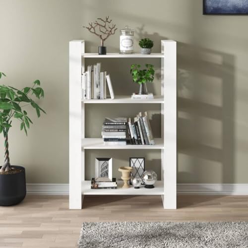 Estantería para libros de 80 x 35 x 125 cm madera maciza pino blanca para almacenaje vertical 5