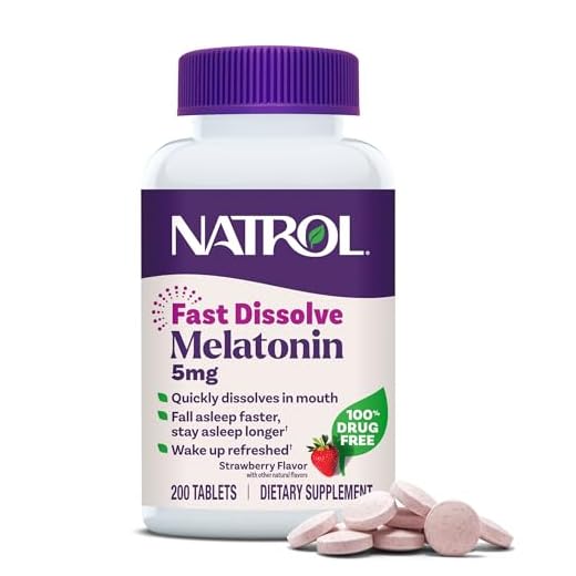 Natrol Melatonin 5mg, Strawberry-Flavored Dietary Supplement for Restful Sleep, 200 Fast-Dissolve Tablets, 200 Day Supply
