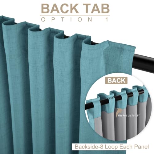 Image of Faux Linen Total Blackout Curtains for Bedroom 90 Inches Long, Dark Cyan