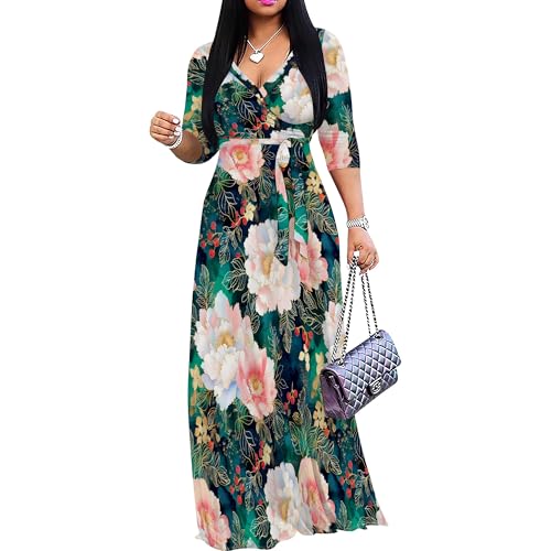 Image of PinkPatty Plus Size Maxi Dress for Women 3 /4 Sleeve Casual Long Dress