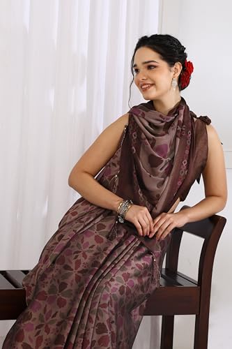 Image of MIRCHI FASHION Saree for Woman | Chiffon Floral Printed Breathable Occasional Sari with Blouse
