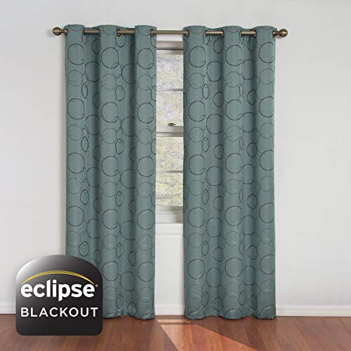 image for ECLIPSE Meridian Modern Blackout Thermal Grommet Window Curtain for Be
