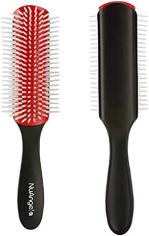 NuAngela 9 Rows Hair Brush, Easy Clean Removable Hairbrush For Styling Detangling Shaping Smoothing Blow-Drying Separating,Defining Curls For Curly Hair