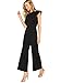 Romwe Women's Sexy Casual Sleeveless Ruffle Trim Wide Leg High Waist Long Jumpsuit Black S