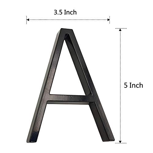 5 Inch House Numbers- Home Address Numbers or Mailbox Numbers/Floating Street Door Numbers/Zinc Alloy, Black, Letter A - Thumbnail 3
