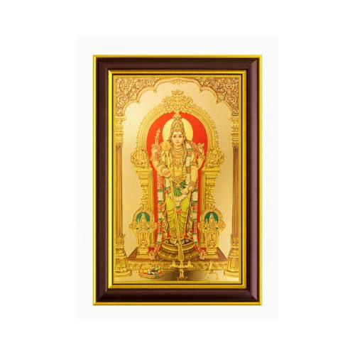 Image of Paramporul Gallery Gold Foil Photo Frame for Pooja Room, Hindu God Wall Decor, Ready to Hang, 10x14 Inch (thiruchendhur)