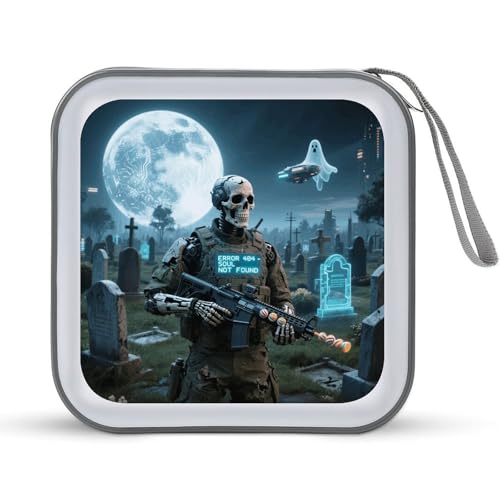 Étui de rangement pour 40 CD et DVD motif cyber squelette soldat