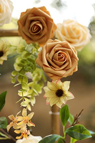 Yyhuawu White Artificial Flowers Combo Box Set Gradient Color 25Pcs Fake Flowers With Stems For Diy Wedding Bridesmaid Bridal Bouquets Centerpieces Party Home Decoration (Champagne & White) #TOP2