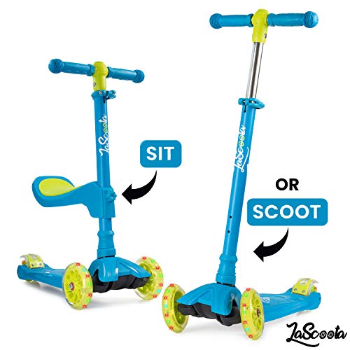 Lascoota 2-in-1 Kick Scooter with Removable Seat Great for Kids & Toddlers Girls