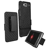 Motorola Droid Razr XT926 Hard Shell Case Stand Cover with dual Kickstand & Holster Combo - Black