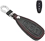 Compatible with fit for Ford Mondeo Focus 3 MK3 ST Kuga Fiesta Escape Ecosport Titanium B-Max Grand C-Max S-Max Galaxy 5buttons Leather Keyless Entry Remote Control Smart Key Fob Cover Case Protector