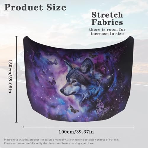Image of Galaxy Wolf Car Hood Flag Cover - 59x39 in Car Hood Cover for Car Decor,Car Hood Cover Protector for Auto Car Truck Van SUV