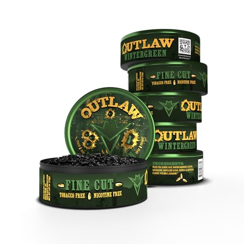Outlaw Wintergreen FINE Cut - 6 Pack - Tobacco & Nicotine Free Snuff