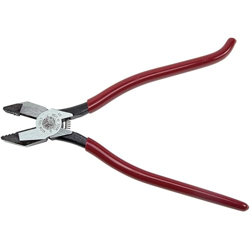 Klein Tools D201-7CSTA Linesman Pliers, Side Cutters with Spring Loaded Action, Ironworker Pliers have Aggressive Knurl and Tempered Handles