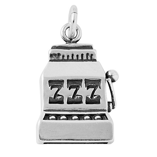 Sterling Silver Flat Lucky 777 Winning Slot Machine Charm