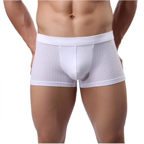 Men's Mesh Boxer Briefs Breathable Low Waisted Underwear Ice Silk Briefs for Men