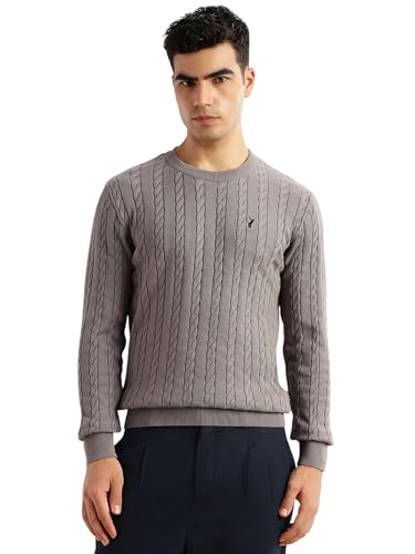 Image of Thomas Scott Men's | Regular Fit | Long Sleeves | Round Neck | Self Design | 100% Cotton | Knitted | Pullover | Sweater