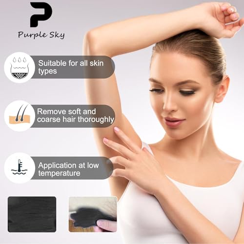 Image of PURPLESKY 5lbs Hard Wax Beads Bulk, Professional Hair Removal Wax Kit for Coarse Hair & Sensitive Skin, Low Temperature, Microwavable, Painless Brazilian, Bikini, Face, Leg, Body Home Use, Black
