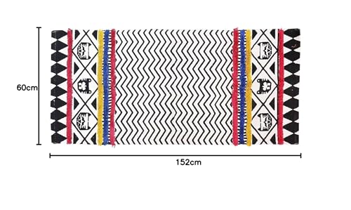 Image of Hand Woven 100% Natural Cotton Export Quality Designer Rug,Carpet, Bed Side Runner for Bedroom,Living Room, Size-2x5 feet or 60 cms x 152 cms (Maroon & Black)