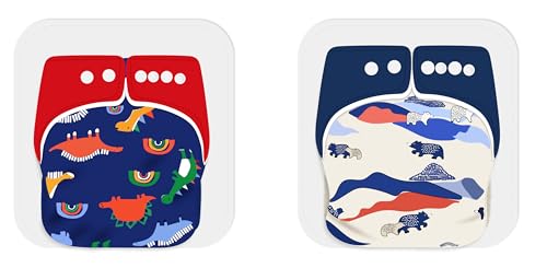 Image of Ambaby Organic Cotton Cloth Diapers - Pack of 4 | Leak-Proof & Reusable | 250ml Absorption | 2 Covers 2 Inserts 2 Boosters | Rash-Free Quick Dry