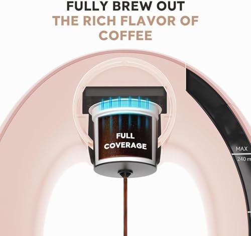 Image of Pod and Grounds Single-Serve Coffee Maker, 2 in 1 One Cup Coffee Machine Compatible with K-Cup Pod & Coffee Grounds /Tea, Compact Design, Champagne Color (Pink)