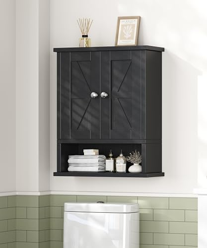 Reettic Farmhouse Medicine Cabinet with 2 Barn Doors, Bathroom Cabinet Wall Mount with Adjustable...