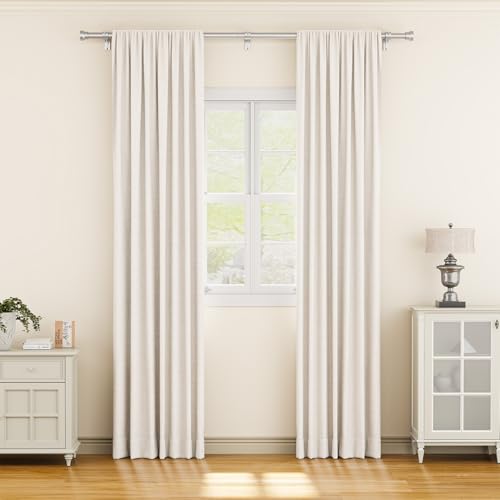 Image of YaFex Curtain Rods 2 Pack 32-84 Inch, Heavy Duty 1 Inch Curtain Rod, Silver Long Adjustable Window Treatment Rods, Modern Design, Easy Installation