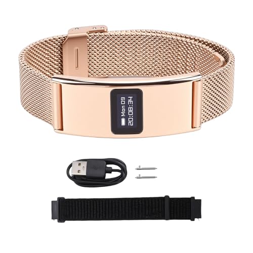 Topiky Pulsera Inteligente, Rastreador de Salud y Actividad Física, Pulsera de Actividad Física Portátil, Rastreador de Sueño 24 Horas, de para Hombres y (Gold)