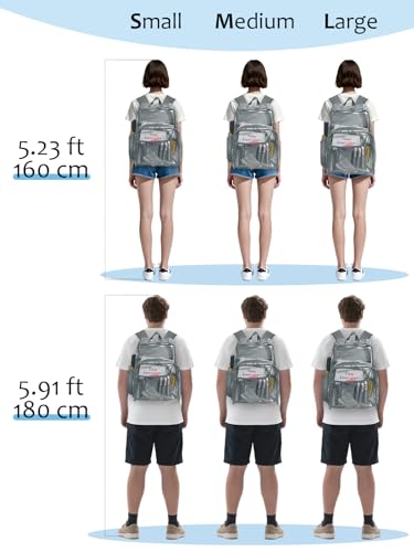 Image of Clear Backpack for School, Heavy Duty Transparent Bookbag | Reinforced Biuld, 0.5mm Thick PVC, Padded Straps, 6 Pockets, Fits Boys /Girls /Adults, for College Work Travel