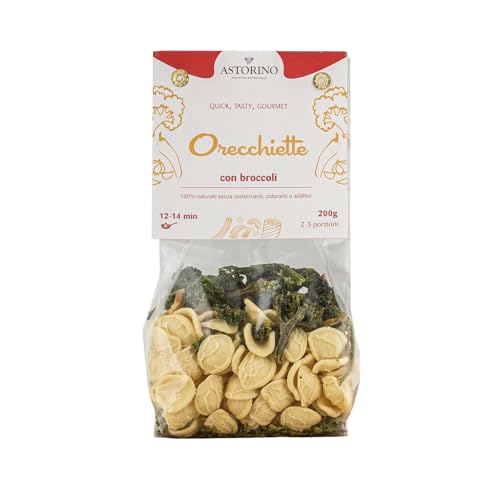 Orecchiette con Broccoli 200 g – Pasta Pronta da Cuocere in Padella – Con Broccolo Nero di Calabria, Peperoncino e Aglio – 100% Naturale Senza Conservanti