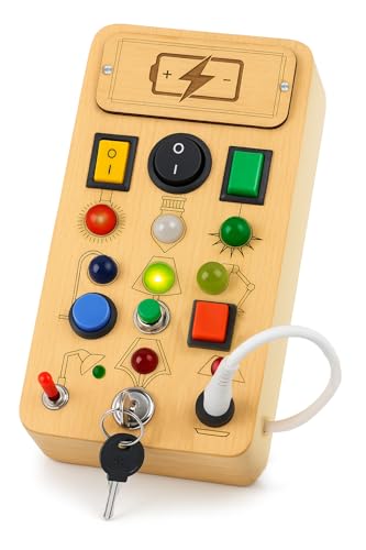 Novo Baby Busy Board for Toddlers | Montessori Toy with Switches, Buttons & Activities | Portable Wooden Busy House | Educational Toy for Baby Boys & Girls Age 2 3
