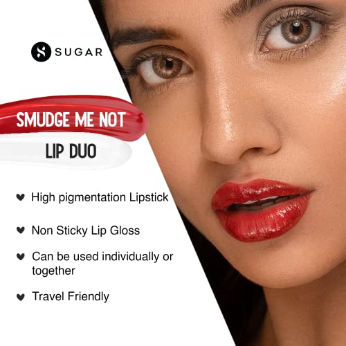 Image of SUGAR Cosmetics - Smudge Me Not - Lip Duo - 10 Drop Dead Red (Red) - 3.5 ml - 2-in-1 Duo Liquid Lipstick with Matte Finish and Moisturizing Gloss