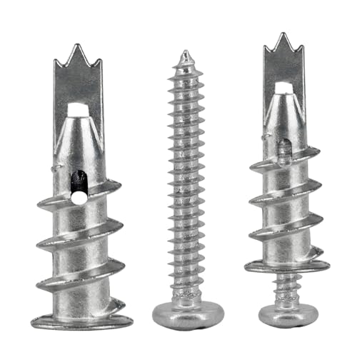90 Stk Rigipsdübel, Selbstbohrender Gipskartondübel mit Schrauben, Metalldübel Hohlraumdübel, Edelstahl Gipskarton Schrauben Dübel Set, Betondübel für Rigipswände, Befestigung Gipsfaserplatten Beton