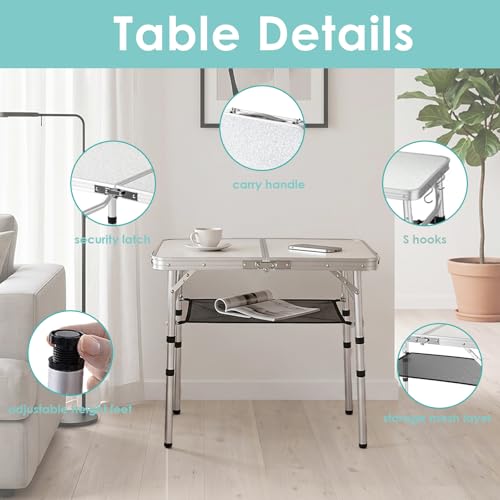 Mesa de Camping Plegable YihuiKo con Altura Ajustable, Mesa Pequeña Portátil miniatura 4