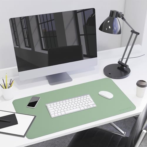 Image of Aropana Anti-Slip Extended Mouse Pad | PU Vegan Leather Desk Mat | Large Computer Desk Protector Pad with Suede Base for Keyboard, Laptop, Office & Home (90x45CM, Turquoise)