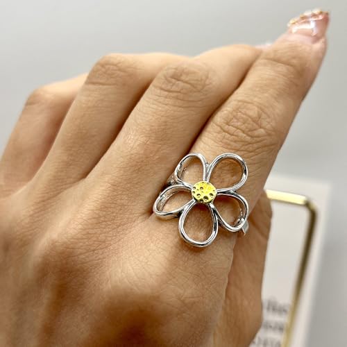 OIDIMS Flower Statement Ring for Women Delicate Lightweight Adjustable Expandable Open Wrap Finger Rings Comfort Fit Boho Dainty Y2K Jewelry Wedding Birthday Christmas Gift2