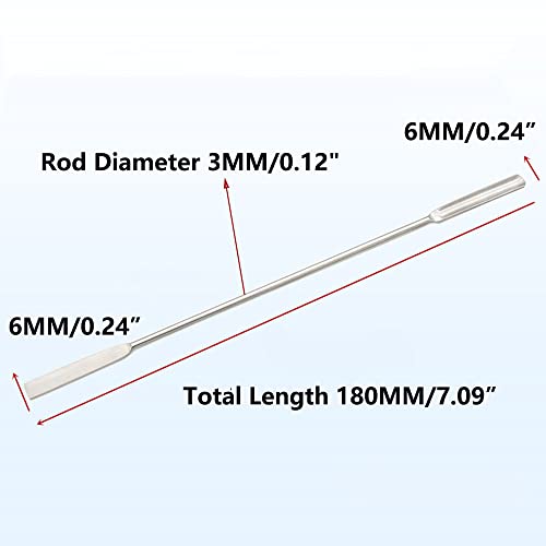 2PCS Double Ended Micro Lab Laboratory Scoop Spoon Half Rounded/Flat End Spatula 18mm/7inch U-Shaped Shovel Silver