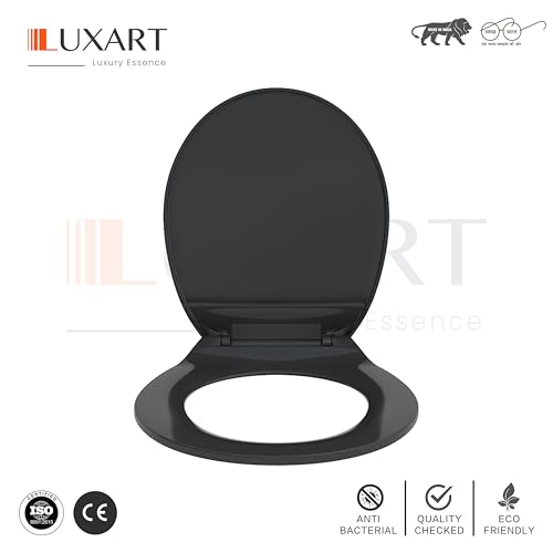 Image of LUXART Toilet Seat Cover 17.9L x 14.5W Inc Indian Commode Oval Seat Cover With Round Edge | EWC Non Soft Close Commode Cover With Installation Kit | PP Western Toilet Cover For Bathroom Commercial Use