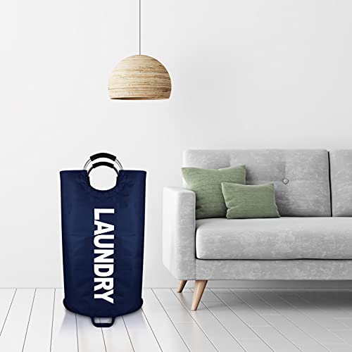 Neatkeep Extra Large Laundry Bags For Heavy-Duty Use With Aluminum Handles, Collapsible Fabric Laundry Basket, Foldable Clothes Bag, (Dark Blue) #TOP5
