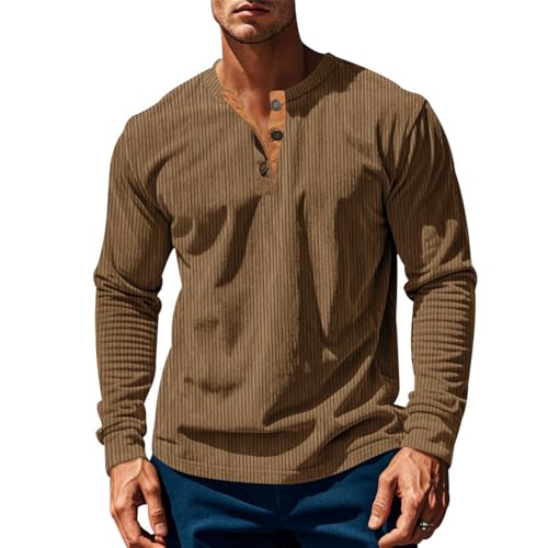 Men Sweatshirt Versatile Handsome Classic Men Base Shirt Retro Trend Mode Men Long Sleeved Top Soft Loose Comfortable Men Running Shirt C-Brown L