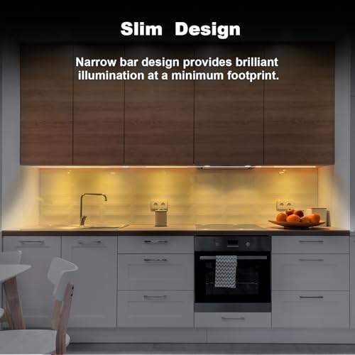 Image of JUSJUBR Under Counter Lights for Kitchen, 4pcs 12 Inch Warm White 3000K Dimmable LED Under Cabinet Lighting with Memory Function, Under Cabinet Lights Plug-in, LED Light Bar for Closet (Pack of 2)