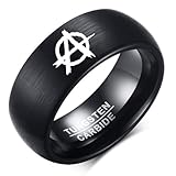 Zosing 8MM Tungsten Carbide Anarchy Symbol Men's Ring Comfort Fit Band