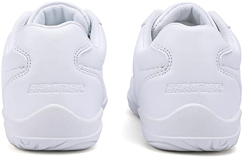 Image of BAXINIER Youth Girls White Cheerleading Dancing Shoes Athletic Training Tennis Walking Breathable Competition Cheer Sneakers