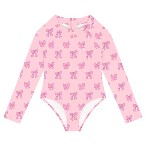 Toddler Swimsuit Girl Long Sleeve Baby Girls Bathing Suit One Piece Zipper Rash Guard UPF 50