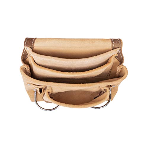 Image of LAUTUS Leather Tool Pouch Bag |Carpenter, Construction, Framers, Handyman |2 Hammer Holders, 10 Pockets|