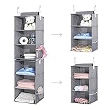 HOKEMP 6-Shelf Hanging Closet Organizer, Two 3-Shelf Separable Closet Hanging Shelves with Sturdy Zippers for Clothes, Sweaters, Shoes, T-Shirts (Gray)