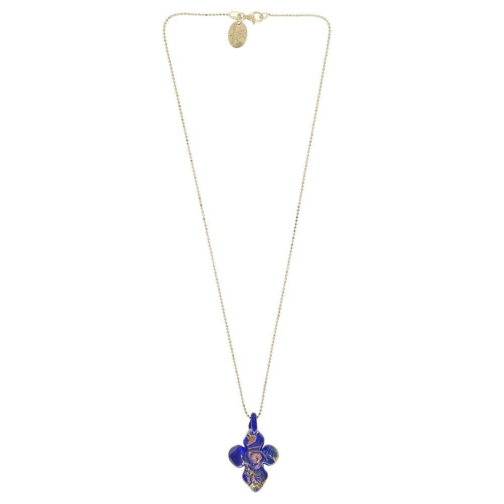 Venetiaurum - Collier Avec Pendentif Croix En Verre De Murano Original Et Argent 925 - Bijou Certifié Made In Italy.