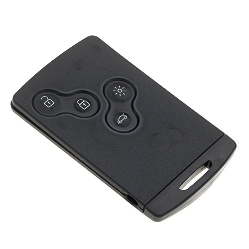 Jongo® Carte Clé Compatible avec Renault Clio 4, Megane 3, Laguna 3, Scenic, Captur, Koleos - Étui Coque Smartcard Boitier 4 Boutons Main Libre Télécommande Plip + Lame