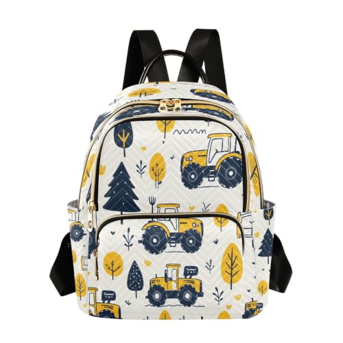 Mochila diaria casual multicolor M con estampado de camión amarillo para viaje
