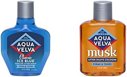 Aqua Velva After Shave Bundle, Musk After Shave Cologne, 3.5 oz + Classic Ice Blue After Shave, 3.5 oz